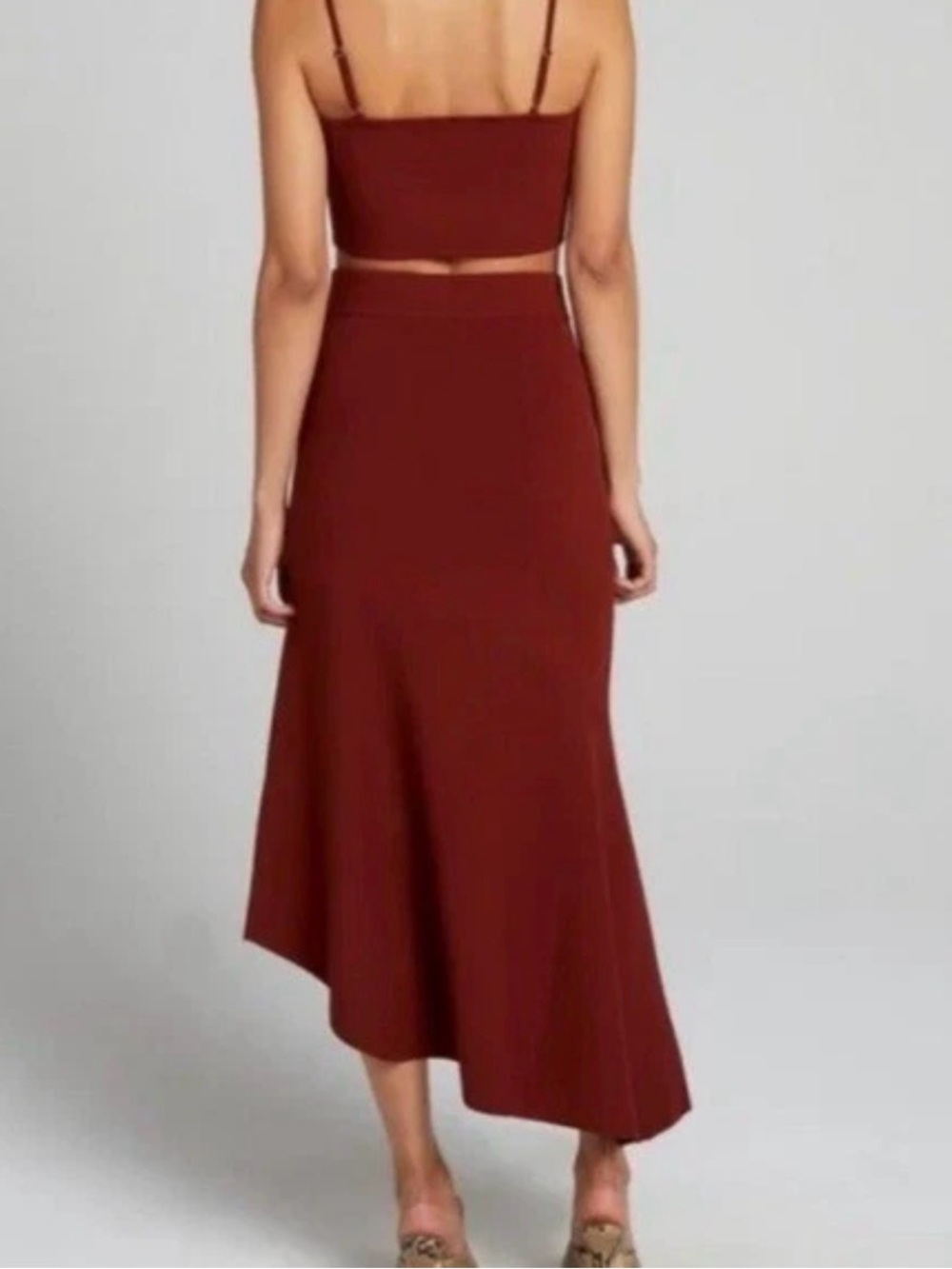 NWT A.L.C. Jasper Asymmetrical Knit Skirt Medium Rust/Brick - Picture 2 of 9